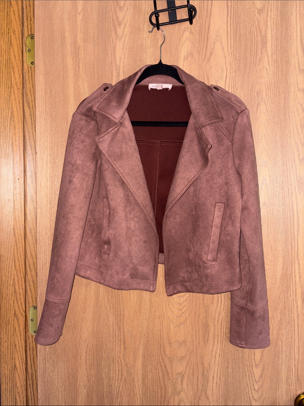 Philosophy Dusty Rose Suede Moto Jacket